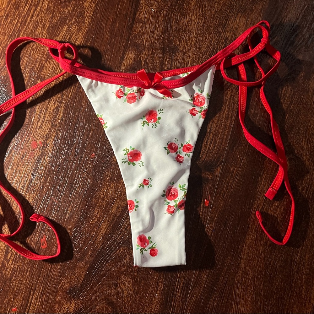 Zaful Red Floral Bikini Bottom
